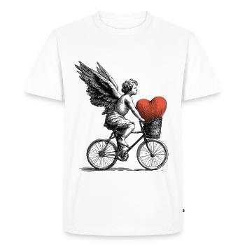 Heart Angel on Bicycle - Men's Premium Organic T-Shirt - white - Front - Nico (187cm)