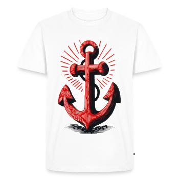 Red Anchor Sunbeam Pattern - Men's Premium Organic T-Shirt - white - Front - Nico (187cm)