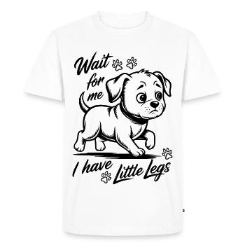 Attends-moi, j’ai de petites jambes - Promenage de chien - T-shirt Premium bio Homme - blanc - Devant - Nico (187cm)