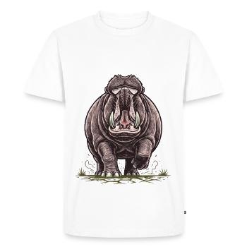 Hippopotamus in Charge Wild Power - Men's Premium Organic T-Shirt - white - Front - Nico (187cm)