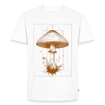 Champignon géométrique en orange - T-shirt Premium bio Homme - blanc - Devant - Nico (187cm)