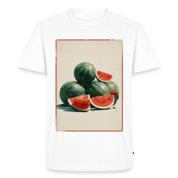 Vintage Watermelon Slices - Men's Premium Organic T-Shirt - white - Front - Nico (187cm)