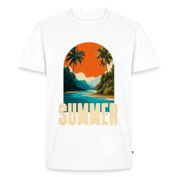 Plage tropicale d’été - T-shirt Premium bio Homme - blanc - Devant - Nico (187cm)