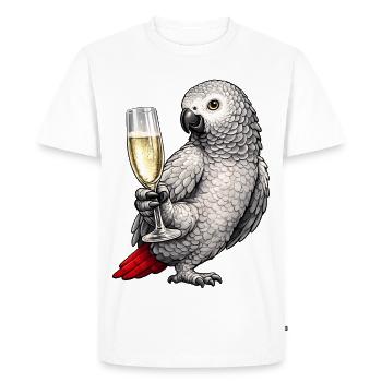 Vin pétillant perroquet gris d’Afrique - T-shirt Premium bio Homme - blanc - Devant - Nico (187cm)