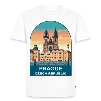 Affiche vintage de Prague République tchèque - T-shirt Premium bio Homme - blanc - Devant - Nico (187cm)