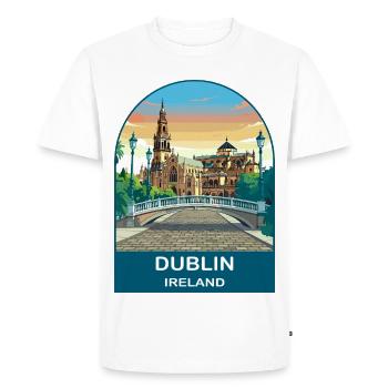Dublin Ireland Vintage Travel Poster Art - Men's Premium Organic T-Shirt - white - Front - Nico (187cm)