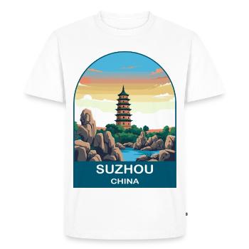 Jardin classique de Suzhou China Art de voyage vintage - T-shirt Premium bio Homme - blanc - Devant - Nico (187cm)