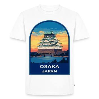 Osaka Castle Japan Retro Sunset Travel Badge - Men's Premium Organic T-Shirt - white - Front - Nico (187cm)