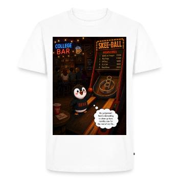 Beak vs. Fudge U – College Bar Champion Penguin - Men's Premium Organic T-Shirt - white - Front - Nico (187cm)