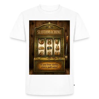 SlothMachine – Chaque tirage gagne pour les amateurs de paresseux - T-shirt Premium bio Homme - blanc - Devant - Nico (187cm)