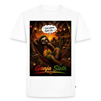 Ganja Sloth – Just Gimme Sloth Life Reggae Design - Men's Premium Organic T-Shirt - white - Front - Nico (187cm)