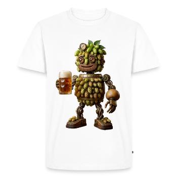 Hops Beer Robot: Organic Synthetic Cyborg - Men's Premium Organic T-Shirt - white - Front - Nico (187cm)