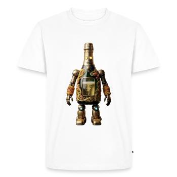 Robot bouteille dorée avec filigrane - T-shirt Premium bio Homme - blanc - Devant - Nico (187cm)