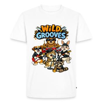 Wild Grooves : Animal Band - T-shirt Premium bio Homme - blanc - Devant - Nico (187cm)
