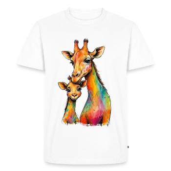 Maman girafe avec sa descendance - T-shirt Premium bio Homme - blanc - Devant - Nico (187cm)