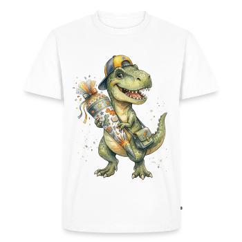 Funny watercolor T-Rex for back-to-school - Men's Premium Organic T-Shirt - white - Front - Nico (187cm)