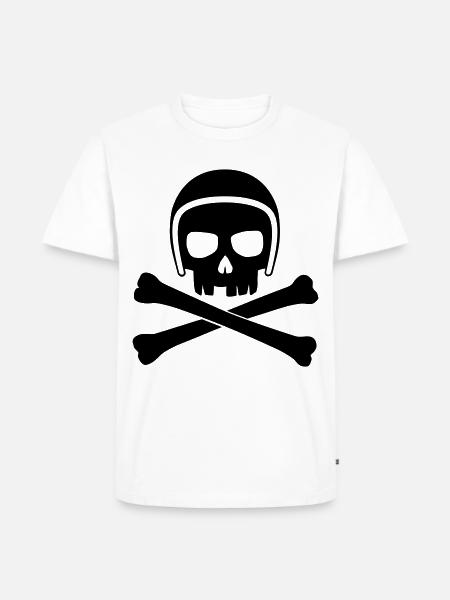 Totenkopf mit Helm schwarz - Männer Premium Bio T-Shirt - Weiß