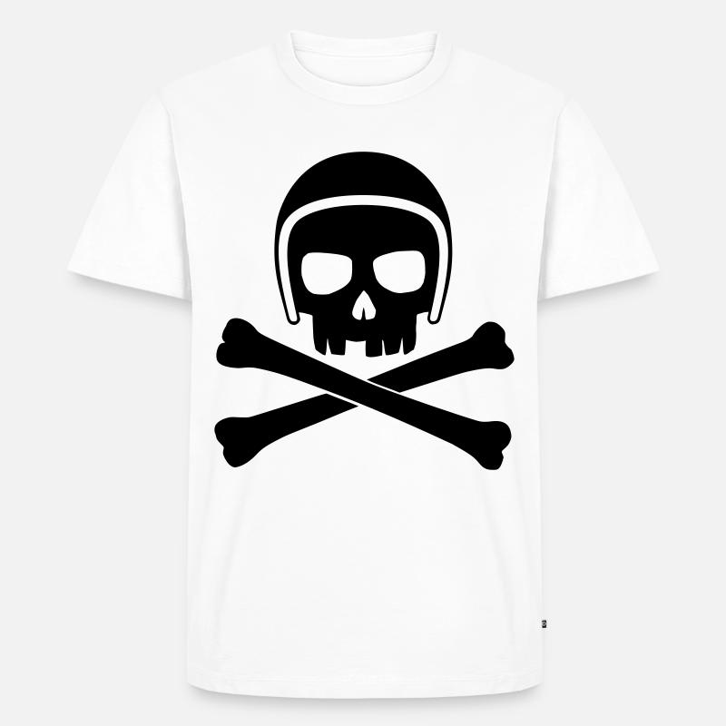 Totenkopf mit Helm schwarz - Männer Premium Bio T-Shirt - Weiß