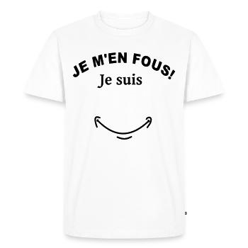 Je m en fous je suis personnalisable - T-shirt Premium bio Homme - blanc - Devant - Nico (187cm)