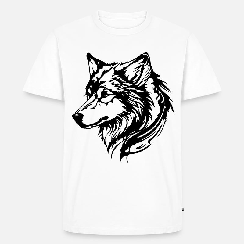 Wolf Kopf - Männer Premium Bio T-Shirt - Weiß