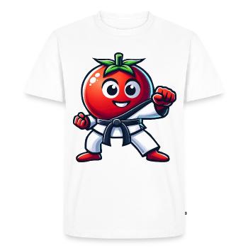 Karaté Tomate : Art martial amusant - T-shirt Premium bio Homme - blanc - Devant - Nico (187cm)