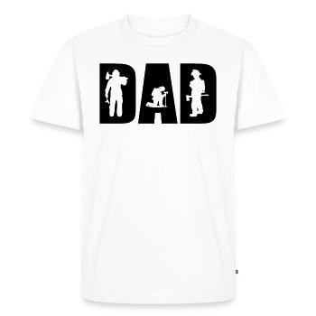 Père Pompier T-shirt Pompier Papa - T-shirt Premium bio Homme - blanc - Devant - Nico (187cm)