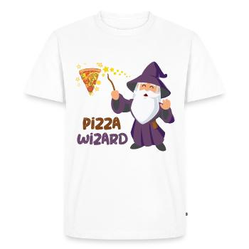 PIZZA WIZARD - Men's Premium Organic T-Shirt - white - Front - Nico (187cm)