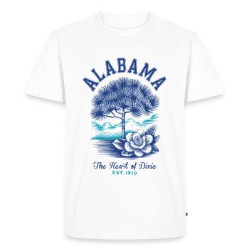 Alabama “The Heart of Dixie” Camellia Flower - Men's Premium Organic T-Shirt - white - Front - Nico (187cm)