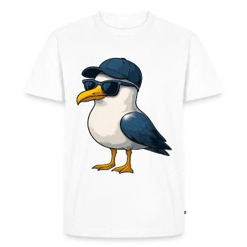 Mouette avec lunettes de soleil et casquette - Maritim Meer - T-shirt Premium bio Homme - blanc - Devant - Nico (187cm)