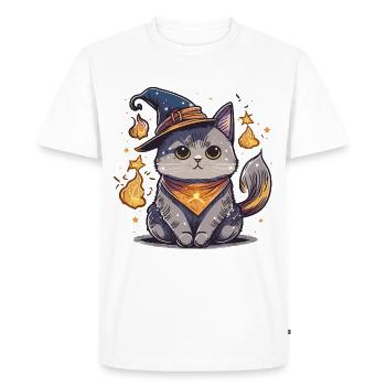 Feline Wizard - Men's Premium Organic T-Shirt - white - Front - Nico (187cm)