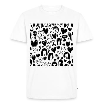 Abstract Faces - Friendship Art - Men's Premium Organic T-Shirt - white - Front - Nico (187cm)