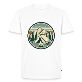Badge vintage d’aventure en montagne - T-shirt Premium bio Homme - blanc - Devant - Nico (187cm)