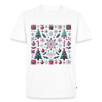 Motif de Noël Pixel Art festif - T-shirt Premium bio Homme - blanc - Devant - Nico (187cm)