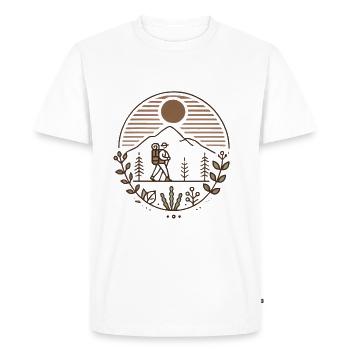 Peaceful Mountain Hiker Illustration - Men's Premium Organic T-Shirt - white - Front - Nico (187cm)