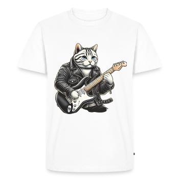 Cat Playing Guitar - Men's Premium Organic T-Shirt - white - Front - Nico (187cm)