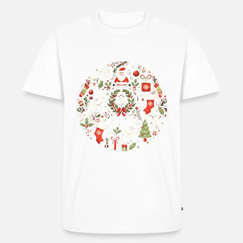 Festliches Weihnachtskreis-Design - Männer Premium Bio T-Shirt - Weiß