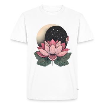 Elegant Lotus Flower with Moon Design - Men's Premium Organic T-Shirt - white - Front - Nico (187cm)