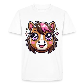 Adorable Kawaii Horse Face Design - Men's Premium Organic T-Shirt - white - Front - Nico (187cm)