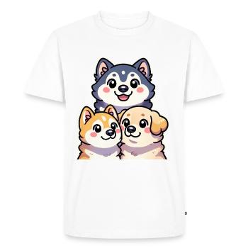 Adorable chien empilé dessin animé - T-shirt Premium bio Homme - blanc - Devant - Nico (187cm)