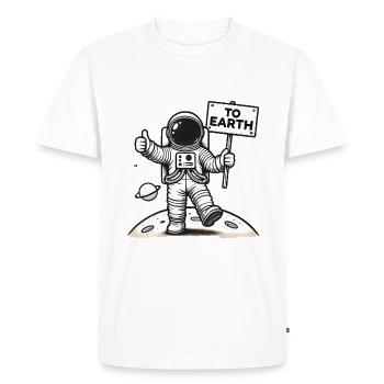 Thumbs Up Astronaut To Earth Design - Men's Premium Organic T-Shirt - white - Front - Nico (187cm)