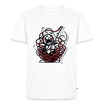 Lustige verwickelte Angelschnur Karikatur - Männer Premium Bio T-Shirt - Weiß - Vorne - Nico (187cm)