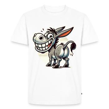 Drôle d’âne dessin animé Rétro Autocollant Design - T-shirt Premium bio Homme - blanc - Devant - Nico (187cm)