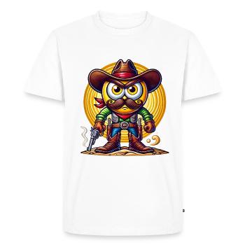 Dessin animé drôle Cowboy PopArt Design - T-shirt Premium bio Homme - blanc - Devant - Nico (187cm)