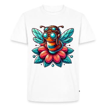 Cute Aviator Bee on Flower Design - Men's Premium Organic T-Shirt - white - Front - Nico (187cm)