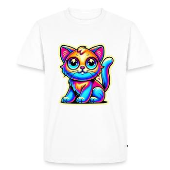 Neon Glow Crazy Cat Design - Men's Premium Organic T-Shirt - white - Front - Nico (187cm)