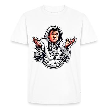 Drôle dessin animé geste sweat à capuche - T-shirt Premium bio Homme - blanc - Devant - Nico (187cm)