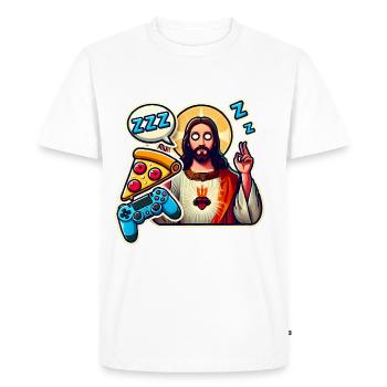 Pixel Gamer Life Eat Sleep Respawn - Men's Premium Organic T-Shirt - white - Front - Nico (187cm)