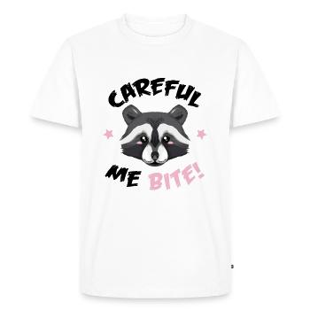 Raton laveur - fais attention, je mords - T-shirt Premium bio Homme - blanc - Devant - Nico (187cm)