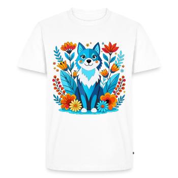 Chien Husky dans un jardin - T-shirt Premium bio Homme - blanc - Devant - Nico (187cm)
