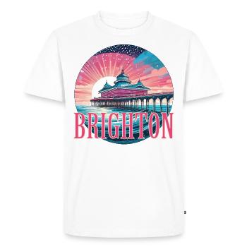 Brighton England Pier holiday sunset UK holiday fun - Men's Premium Organic T-Shirt - white - Front - Nico (187cm)